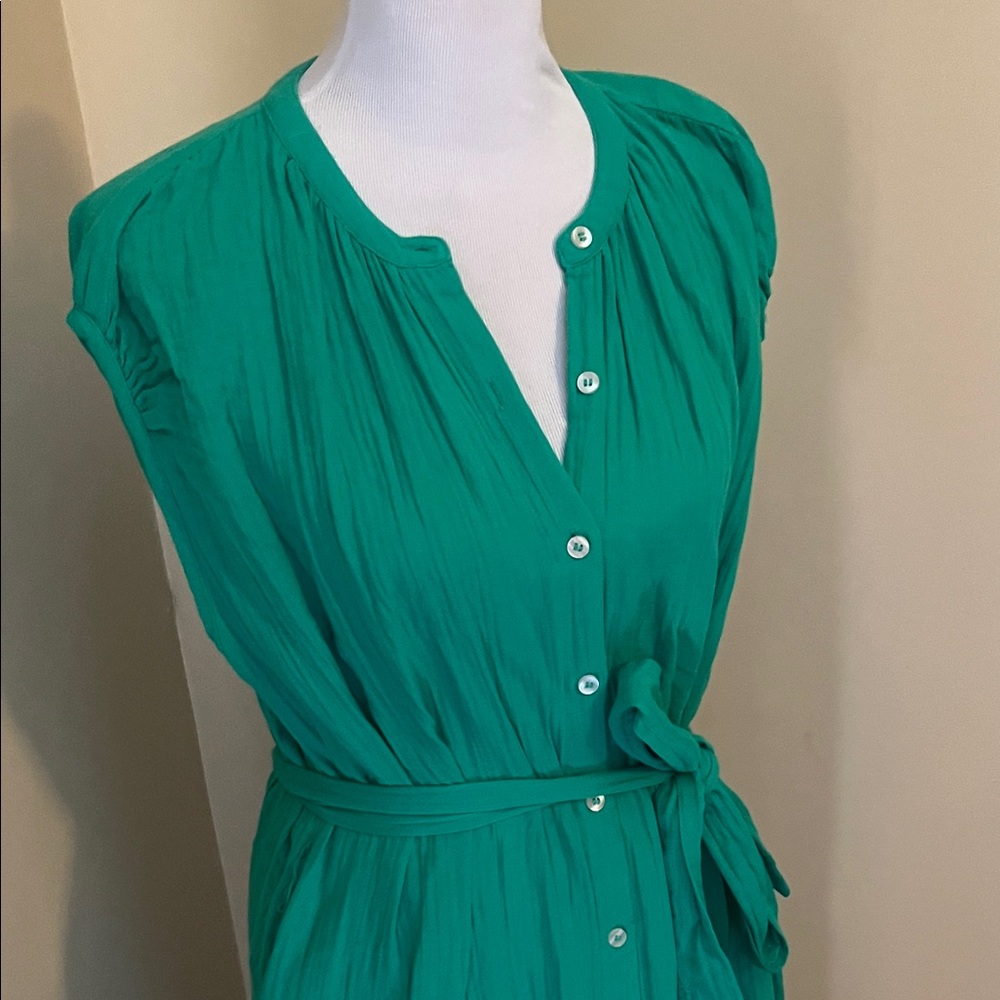 GAP Green Buttoned Midi Dress - Picture 2 of 8
